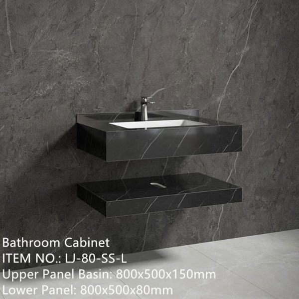 Mobilier baie negru compozit ceramic 800x500x150