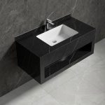 Mobilier baie negru compozit ceramic LJ-100-WHRS-L 1000x500x420 - imagine 2