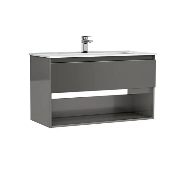 MOBILIER DAILY 100X46X56.5 ANTRACIT LUCIOS,1 SERTAR+RAFT,CU LAVOAR