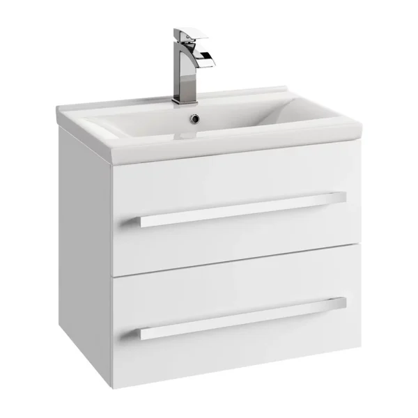 MOBILIER GRANADA 60, 59.9X39.8X50 CM, 2 SERTARE SOFT-CLOSE, MANERE CROM, ALB LUCIOS