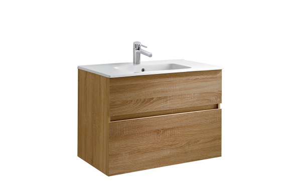 MOBILIER JADE 79.5X44.5 ROBLE,  2 SERTARE + LAVOAR SMILE 81X46 CM