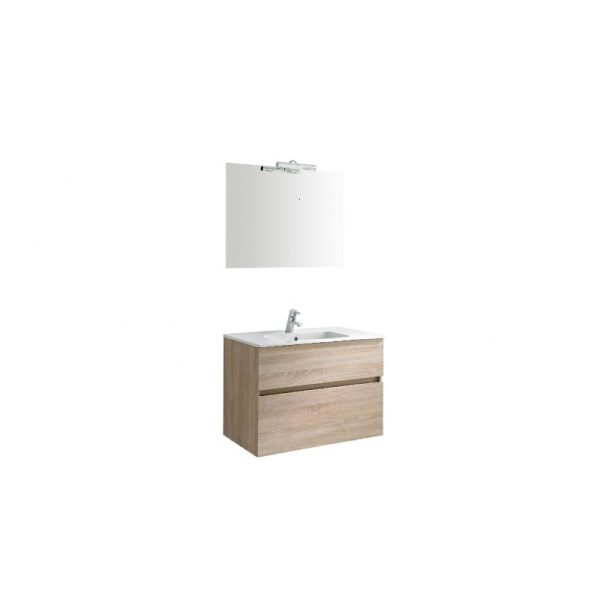MOBILIER JADE 80 CM + LAVOAR SMILE + OGLINDA CU SPOT ROBLE BARDOLINO