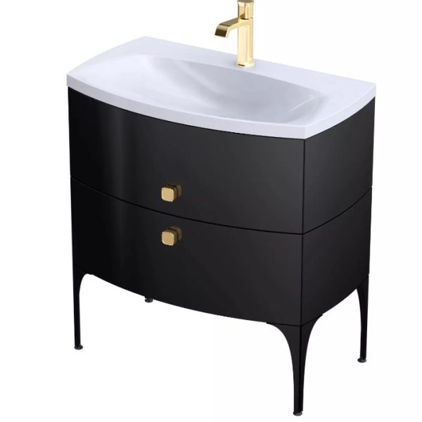 MOBILIER LOUIS 82 CM, 2 SERTARE SOFT-CLOSE, NEGRU LUCIOS