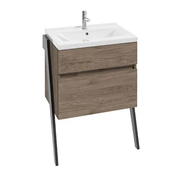 MOBILIER OP-ARTY 60, 63.5X40X79.9 CM,  2 SERTARE SOFT-CLOSE, NUC ROCKFORD, PICIOARE NEGRU MAT