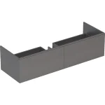 MOBILIER XENO 2 PENTRU LAVOAR, CU DOUA ORIFICII DE ROBINET, CU DOUA SERTARE, 1395X350x473, MELAMINA STRUCTURA LEMNOASA/GRI SCULTURA
