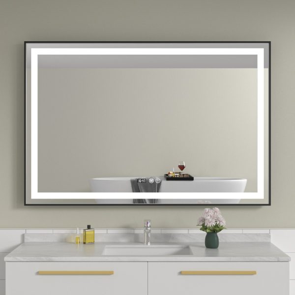 Oglinda baie cu led 120x80 rama neagra
