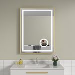 Oglinda baie 60x80 led cu lupa. Rama aurie