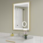 Oglinda baie 60x80 led cu lupa. Rama aurie - imagine 2