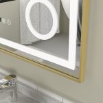 Oglinda baie 60x80 led cu lupa. Rama aurie - imagine 3