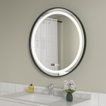 Oglinda baie led rotunda 70x70 rama neagra - imagine 2