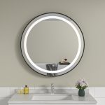 Oglinda baie led rotunda 70x70 rama neagra