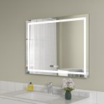 Oglinda baie led 80x60 cu ceas si dezaburire - imagine 2