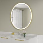 Oglinda baie 90x90 rotunda cu dezaburire. Rama aurie - imagine 2