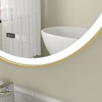 Oglinda baie 90x90 rotunda cu dezaburire. Rama aurie - imagine 3