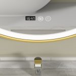 Oglinda baie 90x90 rotunda cu dezaburire. Rama aurie - imagine 4