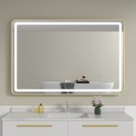 Oglinda baie cu led 120x80 rama aurie. Trei tipuri de iluminare - imagine 2