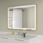 Oglinda baie cu led 120x80 rama aurie. Trei tipuri de iluminare - imagine 3