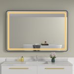 Oglinda baie cu led 120x80 rama neagra. Trei tipuri de iluminare - imagine 3