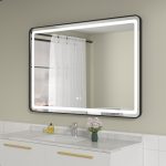 Oglinda baie cu led 120x80 rama neagra. Trei tipuri de iluminare - imagine 5