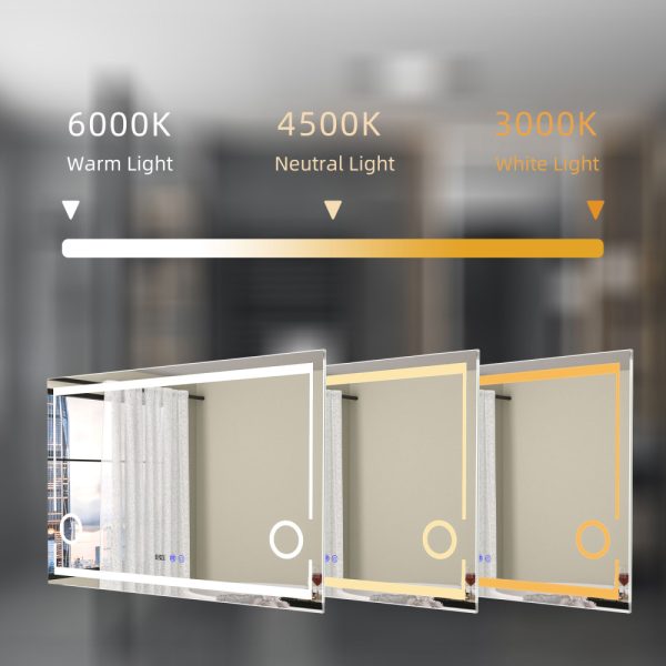 Oglinda baie cu led 120x80. Trei tipuri de iluminare