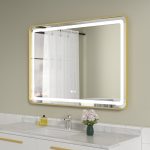 Oglinda baie cu led 60x80, rama aurie, trei tipuri de culoare - imagine 5