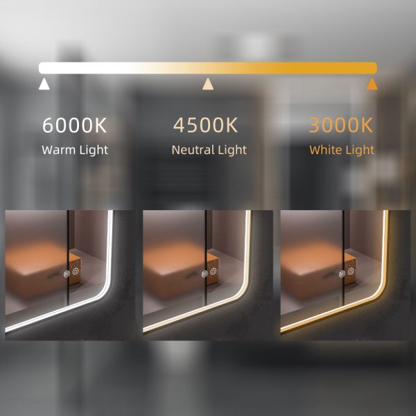 Oglinda baie cu led reversibila 60x80. Trei tipuri de iluminare