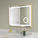 Oglinda baie cu led si lupa 80x60. Rama aurie - imagine 2