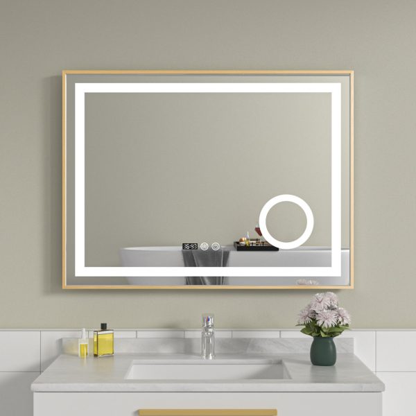 Oglinda baie cu led si lupa 80x60. Rama aurie