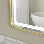 Oglinda baie led 100x70 cu rama aurie din aluminiu. Trei tipuri de culoare - imagine 6