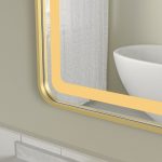 Oglinda baie led 100x70 cu rama aurie din aluminiu. Trei tipuri de culoare - imagine 8