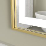 Oglinda baie led 100x70 cu rama din aluminiu aurie - imagine 3