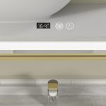 Oglinda baie led 100x70 cu rama din aluminiu aurie - imagine 4