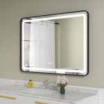 Oglinda baie led 100x70 cu rama neagra din aluminiu si dezaburire - imagine 2