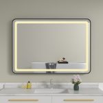 Oglinda baie led 100x70 cu rama neagra din aluminiu si dezaburire - imagine 5