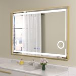 Oglinda baie led 120x80 cu oglinda cosmetica. Rama aurie - imagine 2