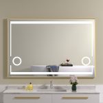 Oglinda baie led 120x80 cu oglinda cosmetica. Rama aurie