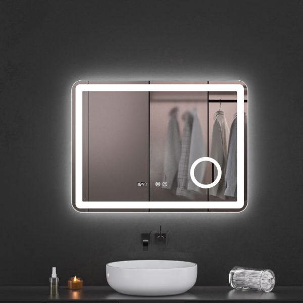 Oglinda baie led 80x60 cu oglinda cosmetica