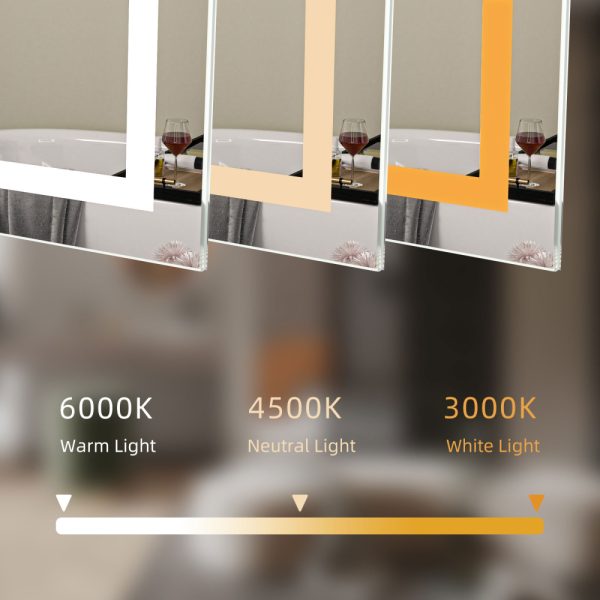 Oglinda baie led patrata cu dezaburire 80x80 lumina rece si calda