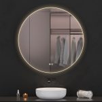 Oglinda baie led rodtunda 90x90, rama neagra. Trei tipuri de iluminare - imagine 3