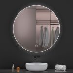 Oglinda baie led rodtunda 90x90, rama neagra. Trei tipuri de iluminare - imagine 4