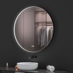 Oglinda baie led rodtunda 90x90, rama neagra. Trei tipuri de iluminare - imagine 5