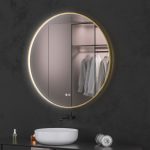 Oglinda baie led rotunda 90x90 cu rama aurie. Trei tipuri de iluminare - imagine 5