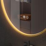 Oglinda baie led rotunda 90x90 cu rama aurie. Trei tipuri de iluminare - imagine 6