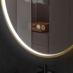 Oglinda baie led rotunda 90x90 cu rama aurie. Trei tipuri de iluminare - imagine 7