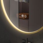 Oglinda baie led rotunda 90x90 cu rama aurie. Trei tipuri de iluminare - imagine 8