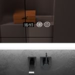 Oglinda baie led 60x80 dezaburire si ceas digital - imagine 3
