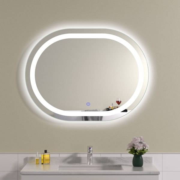 Oglinda baie 80x60 ovala cu led. Control touch