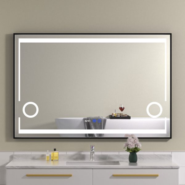 Oglinda baie cu lupa 120x80 rama neagra