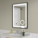 Oglinda baie 60x80 cu lupa. Rama neagra. Functie dezaburire - imagine 2