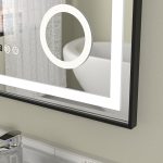 Oglinda baie 60x80 cu lupa. Rama neagra. Functie dezaburire - imagine 3